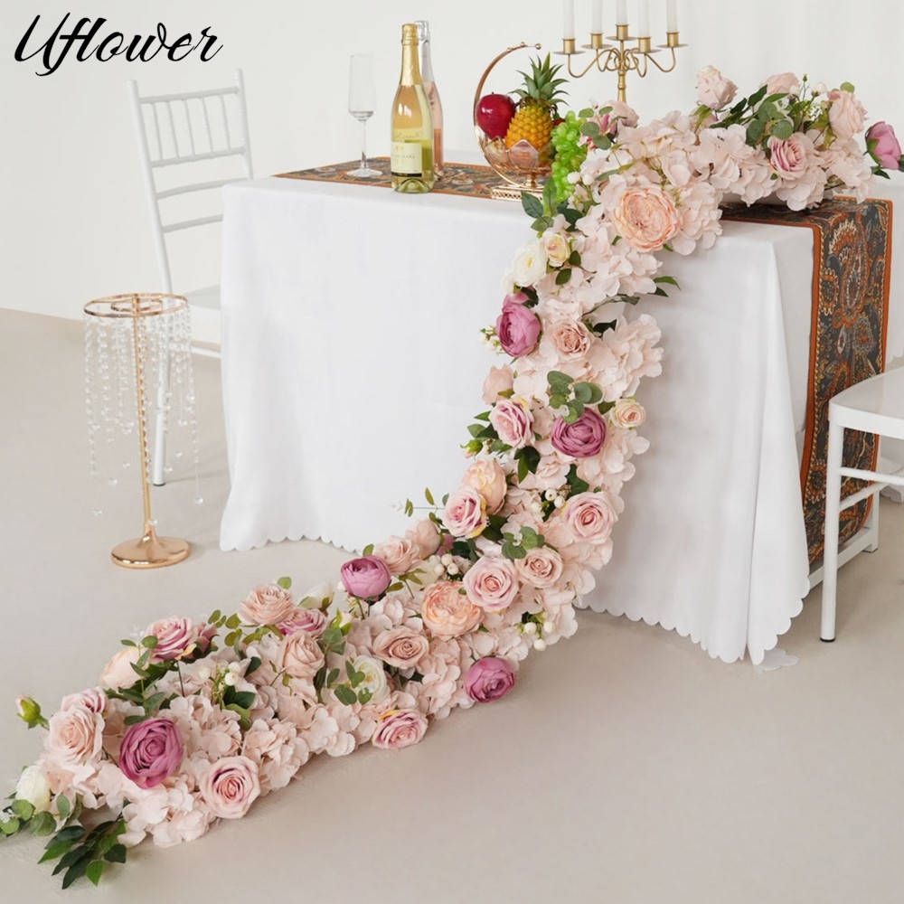 Photography Graduation - Rangkaian Bunga Hydrangea Mawar Pink Buatan