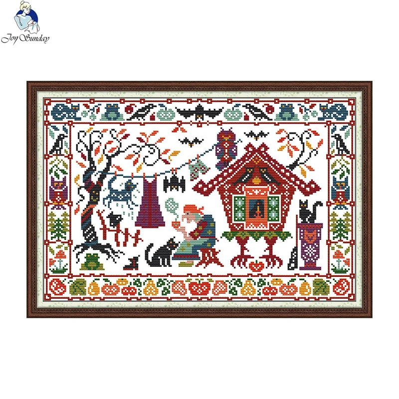 Photography Geometry - Joy minggu Halloween pre-dicetak Cross Stitch