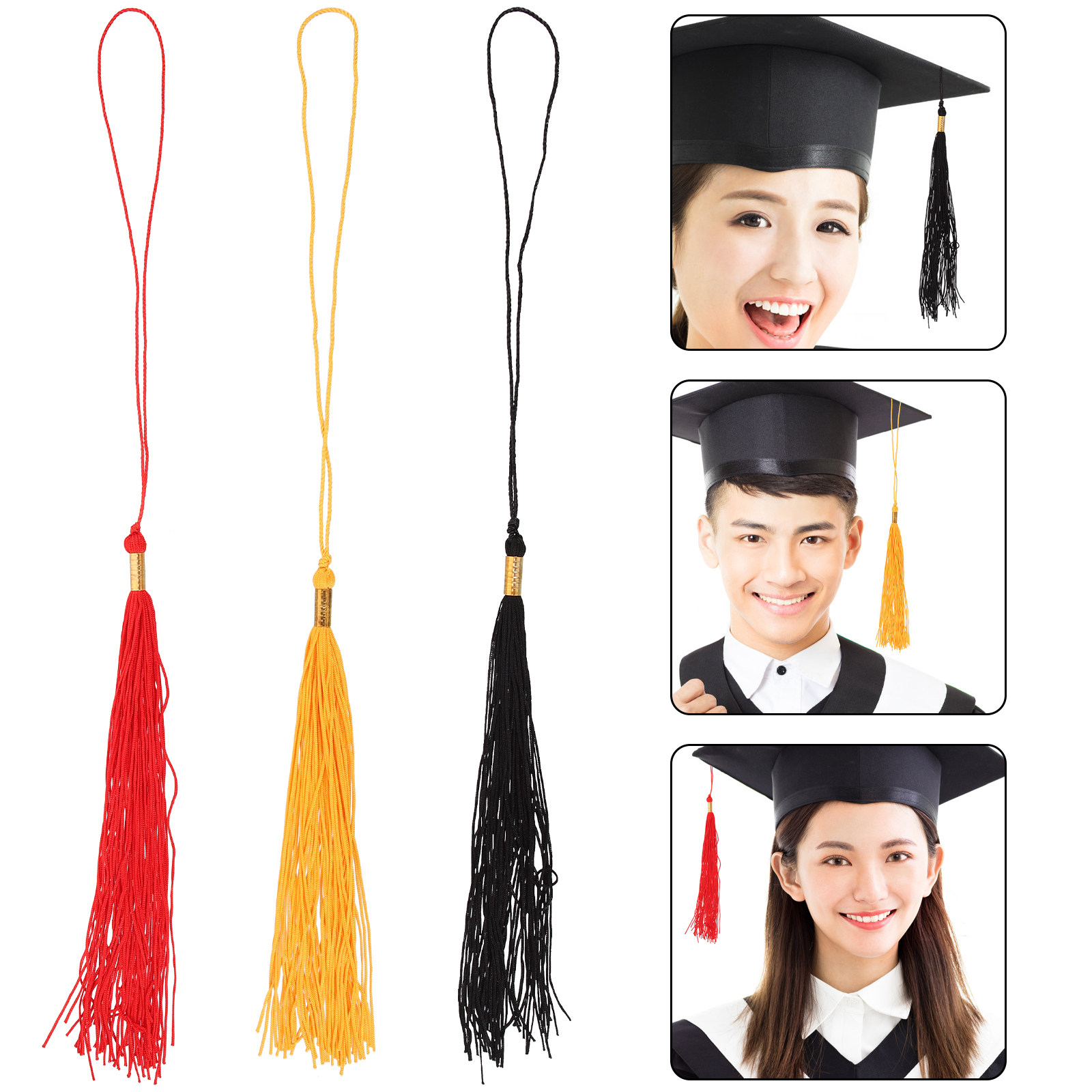 3Pcs Set Rumbai Wisuda Akademi - Photography Graduation ulasan dan harga